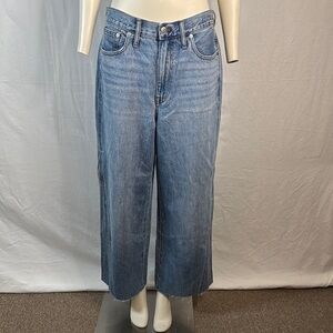 NWT! Madewell Superwide-Leg Jeans in Medium Wash with Raw Hem
